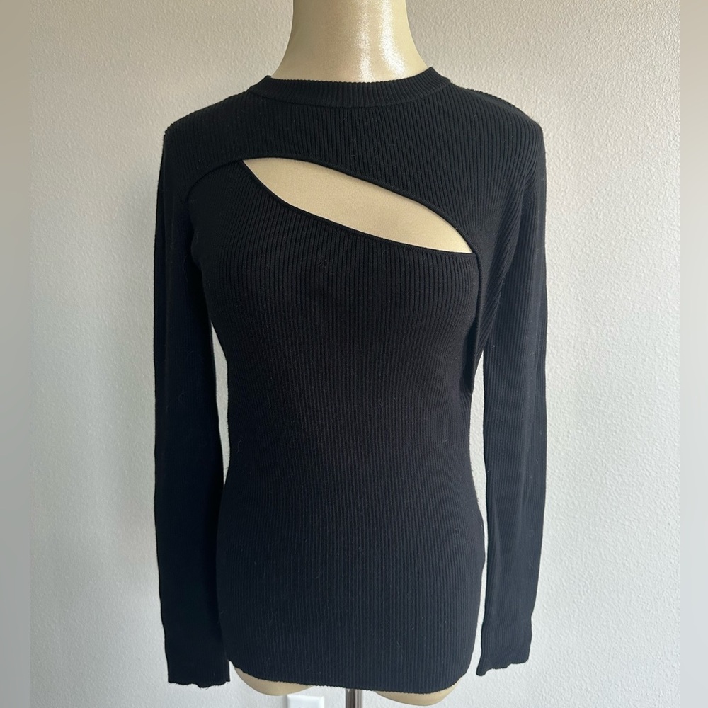 Stella + Lorenzo black long sleeve knit top